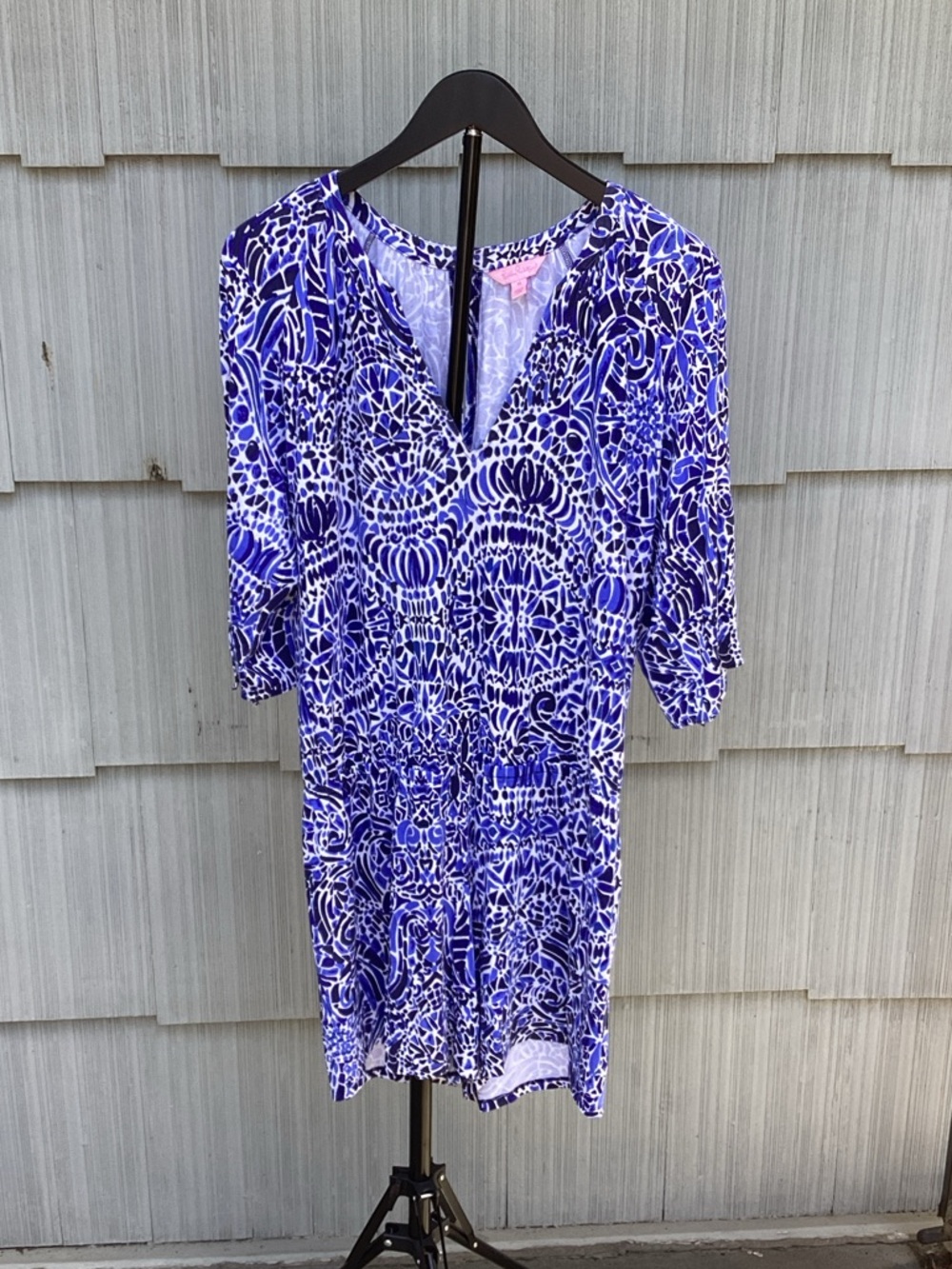Lilly Pulitzer Blue & White Printed V-Neck Coverup